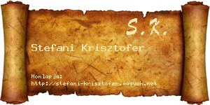 Stefani Krisztofer névjegykártya
